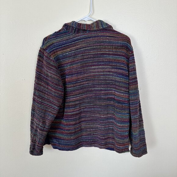 Anu By Natural Multicolor Striped Womens Cotton Jacket Large Purple Pockets - Picture 8 of 8